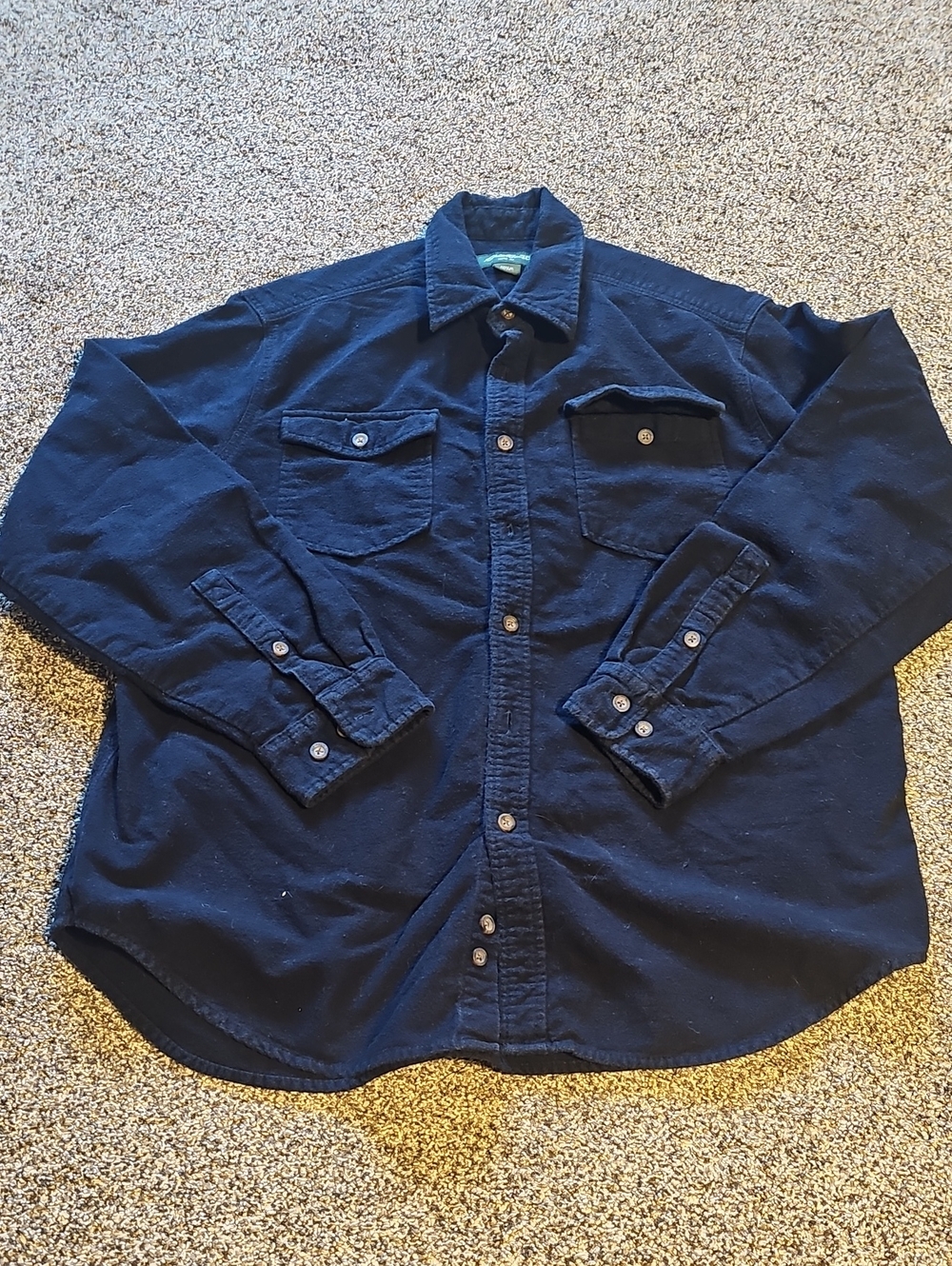Eddie Bauer Navy Blue Button-Down Cotton Work Shirt
